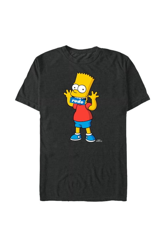 Bart Simpson Rude Mouth - Short Sleeve Blended T-Shirt for Adults – Customized-Dark Heather