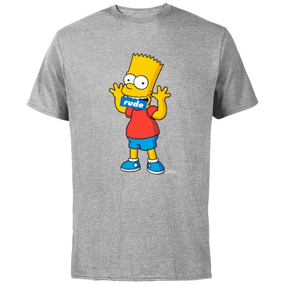 The Simpsons Bart Simpson Rude Mouth - Short Sleeve Cotton T-Shirt for Adults - Customized-Athletic Heather
