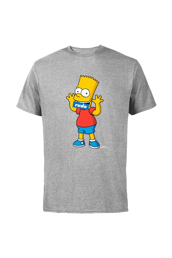 Bart Simpson Rude Mouth - Short Sleeve Cotton T-Shirt for Adults - Customized-Athletic Heather