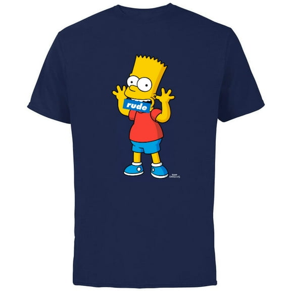 The Simpsons Bart Simpson Rude Mouth - Short Sleeve Cotton T-Shirt for Adults - Customized-Navy