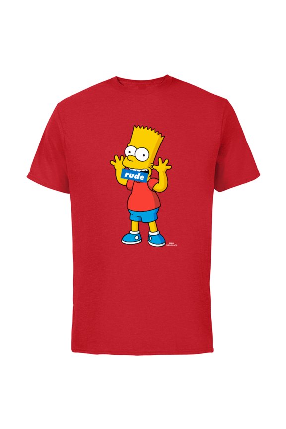Bart Simpson Rude Mouth - Short Sleeve Cotton T-Shirt for Adults - Customized-Red