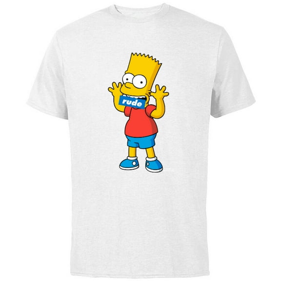 The Simpsons Bart Simpson Rude Mouth - Short Sleeve Cotton T-Shirt for Adults - Customized-White