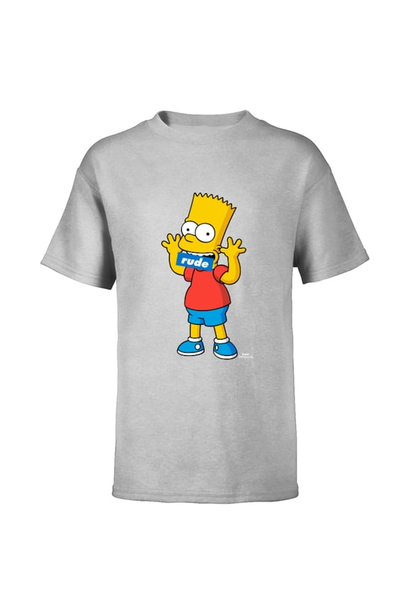 Bart Simpson Rude Mouth - Short Sleeve T-Shirt for Kids – Customized-Athletic Heather