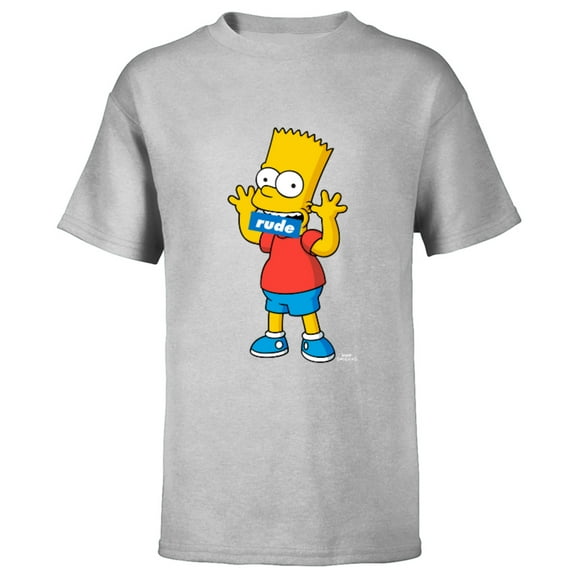 The Simpsons Bart Simpson Rude Mouth - Short Sleeve T-Shirt for Kids – Customized-Athletic Heather