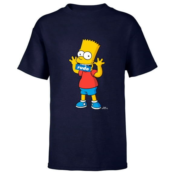 The Simpsons Bart Simpson Rude Mouth - Short Sleeve T-Shirt for Kids – Customized-Navy