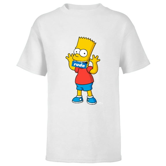 The Simpsons Bart Simpson Rude Mouth - Short Sleeve T-Shirt for Kids – Customized-White