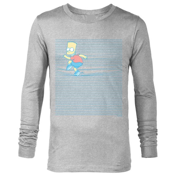 The Simpsons Bart Simpson Ruled Notebook Paper School Escape - Long Sleeve T-Shirt for Men - Customized-Athletic Heather