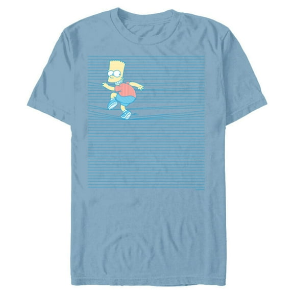 The Simpsons Bart Simpson Ruled Notebook Paper School Escape - Short Sleeve Blended T-Shirt for Adults - Customized-Ocean Blue