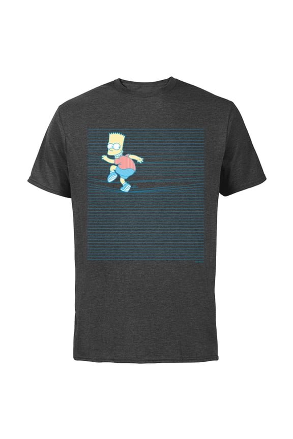 Bart Simpson Ruled Notebook Paper School Escape - Short Sleeve Cotton T-Shirt for Adults - Customized-Charcoal