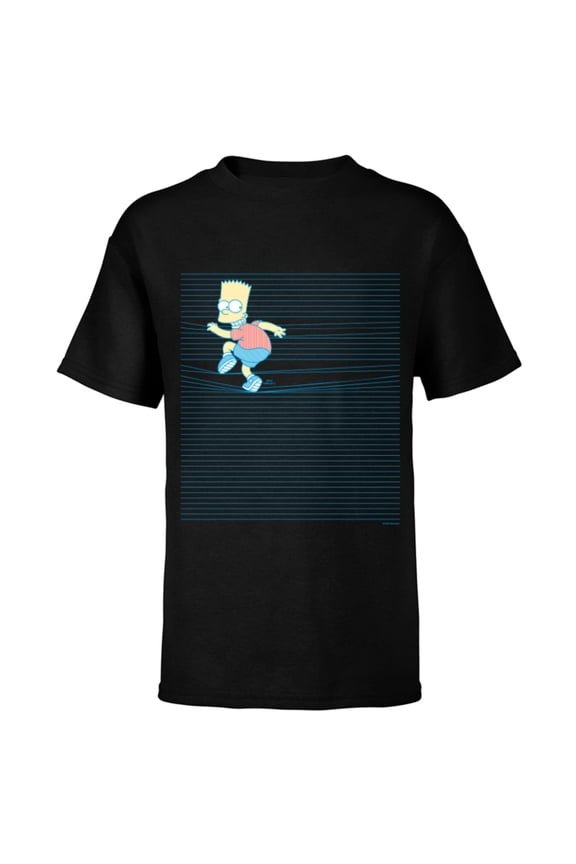 Bart Simpson Ruled Notebook Paper School Escape - Short Sleeve T-Shirt for Kids - Customized-Black