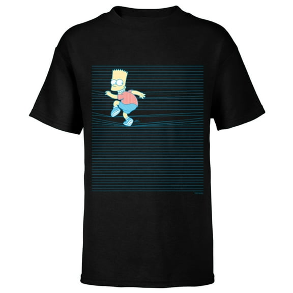 The Simpsons Bart Simpson Ruled Notebook Paper School Escape - Short Sleeve T-Shirt for Kids - Customized-Black