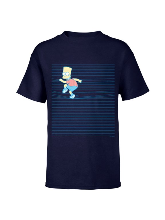 Bart Simpson Ruled Notebook Paper School Escape - Short Sleeve T-Shirt for Kids - Customized-Navy