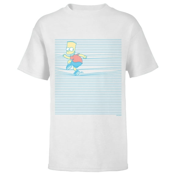 The Simpsons Bart Simpson Ruled Notebook Paper School Escape - Short Sleeve T-Shirt for Kids - Customized-White