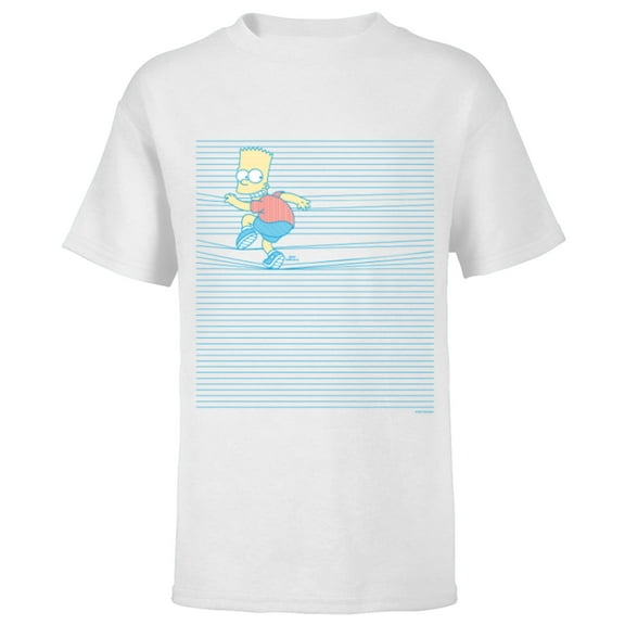The Simpsons Bart Simpson Ruled Notebook Paper School Escape - Short Sleeve T-Shirt for Kids - Customized-White