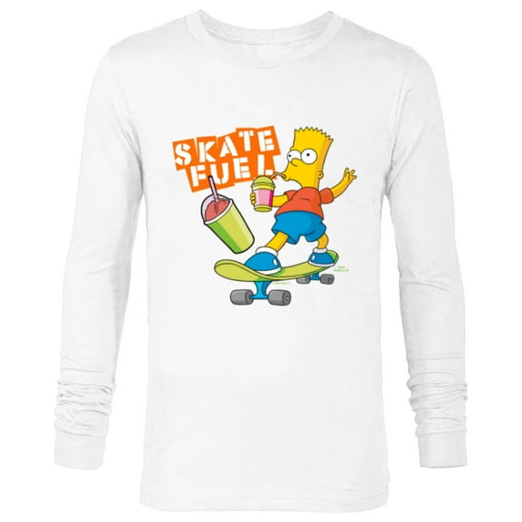 The Simpsons Bart Simpson Skate Fuel Skateboard Squishee - Long Sleeve T-Shirt for Men - Customized-White