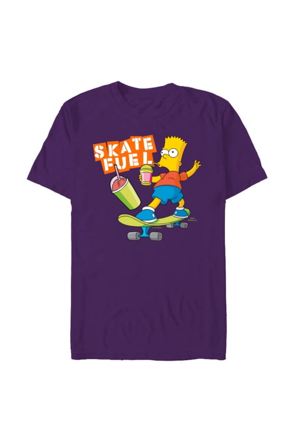 The Simpsons Bart Simpson Skate Fuel Skateboard Squishee - Short Sleeve Blended T-Shirt for Adults - Customized-Purple