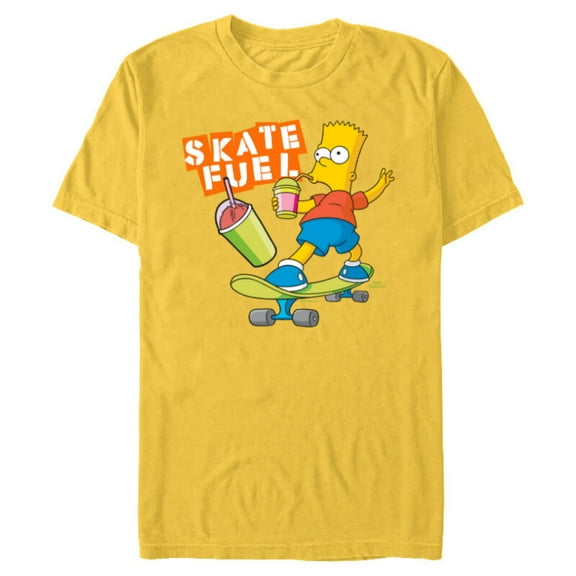 The Simpsons Bart Simpson Skate Fuel Skateboard Squishee - Short Sleeve Blended T-Shirt for Adults - Customized-Yellow