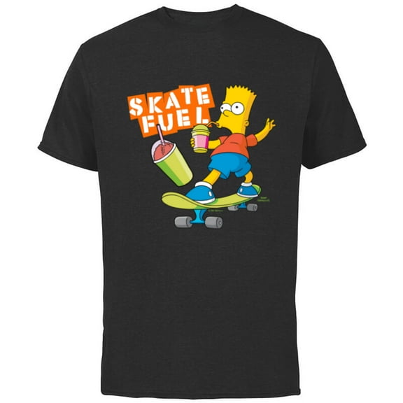 The Simpsons Bart Simpson Skate Fuel Skateboard Squishee - Short Sleeve Cotton T-Shirt for Adults - Customized-Black