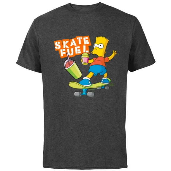 The Simpsons Bart Simpson Skate Fuel Skateboard Squishee - Short Sleeve Cotton T-Shirt for Adults - Customized-Charcoal
