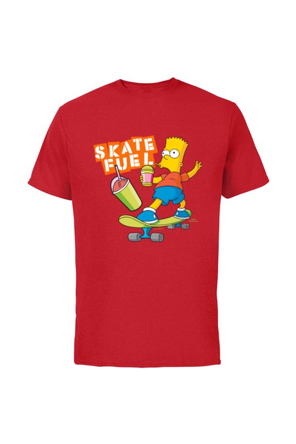 The Simpsons Bart Simpson Skate Fuel Skateboard Squishee - Short Sleeve Cotton T-Shirt for Adults - Customized-Red