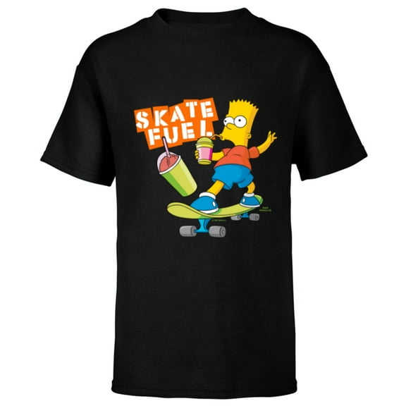 The Simpsons Bart Simpson Skate Fuel Skateboard Squishee - Short Sleeve T-Shirt for Kids - Customized-Black
