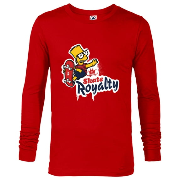 The Simpsons Bart Simpson Skate Royalty - Long Sleeve T-Shirt for Men - Customized-New Red