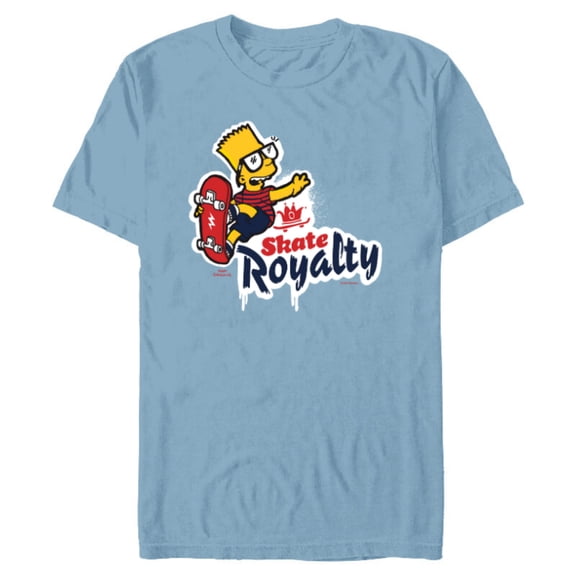 The Simpsons Bart Simpson Skate Royalty - Short Sleeve Blended T-Shirt for Adults - Customized-Ocean Blue