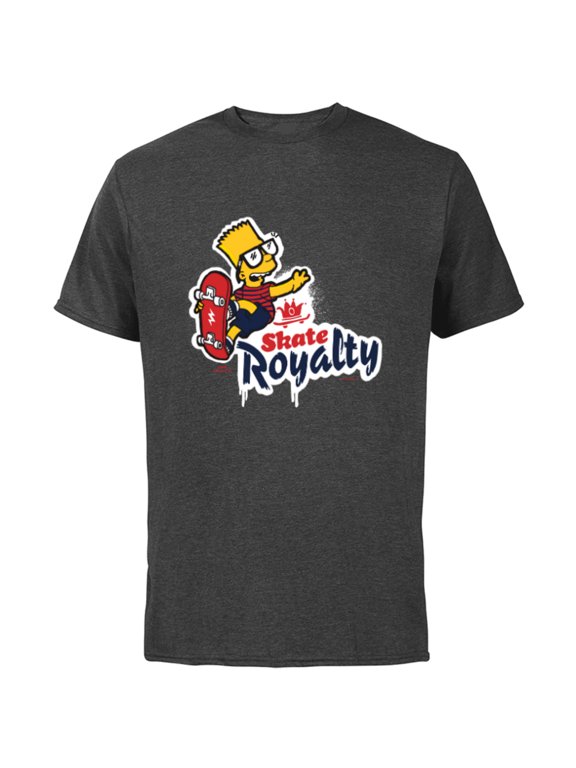 The Simpsons Bart Simpson Skate Royalty - Short Sleeve Cotton T-Shirt for Adults - Customized-Charcoal