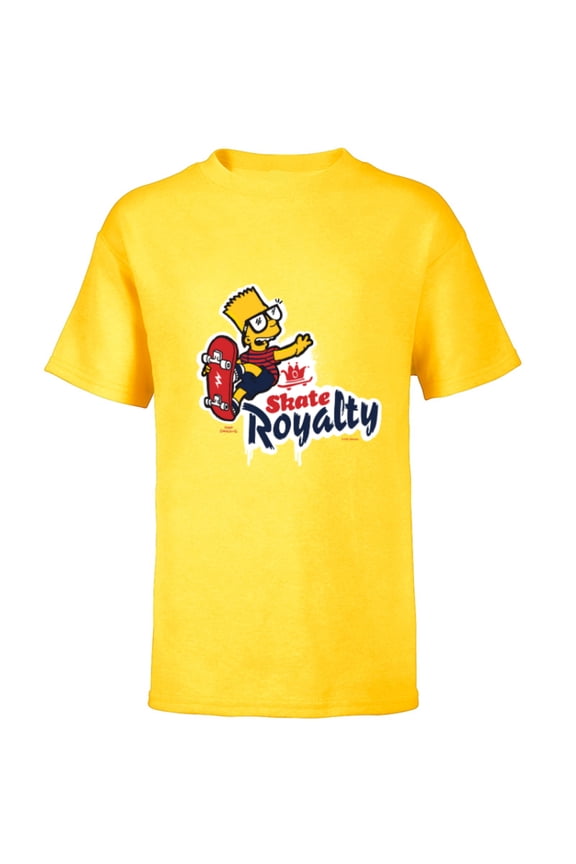 The Simpsons Bart Simpson Skate Royalty - Short Sleeve T-Shirt for Kids - Customized-Yellow