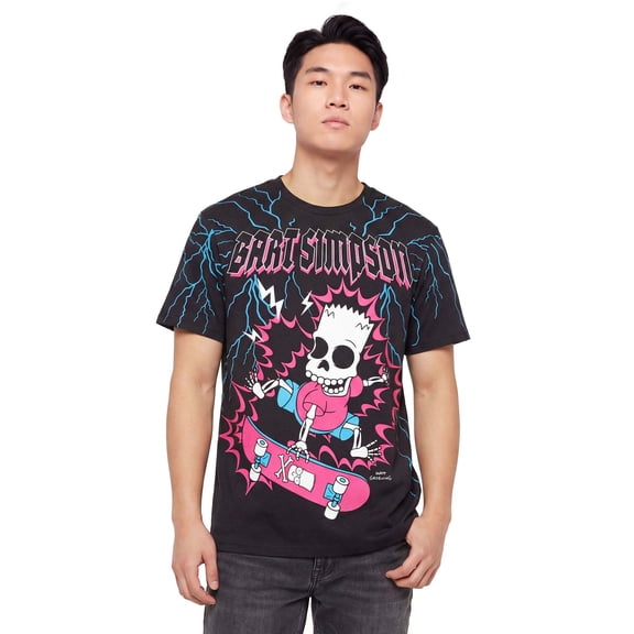 The Simpsons Bart Simpson Skate Zap Skeleton T-Shirt Mens