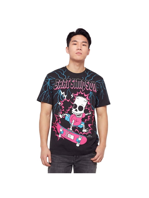 Bart Simpson Skate Zap Skeleton T-Shirt Mens