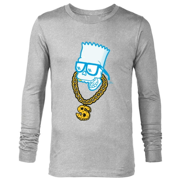 The Simpsons Bart Simpson Skull Bling - Long Sleeve T-Shirt for Men - Customized-Athletic Heather