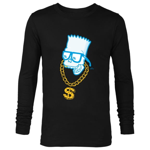 The Simpsons Bart Simpson Skull Bling - Long Sleeve T-Shirt for Men - Customized-Black
