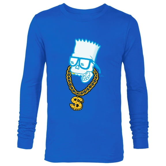 The Simpsons Bart Simpson Skull Bling - Long Sleeve T-Shirt for Men - Customized-Navy