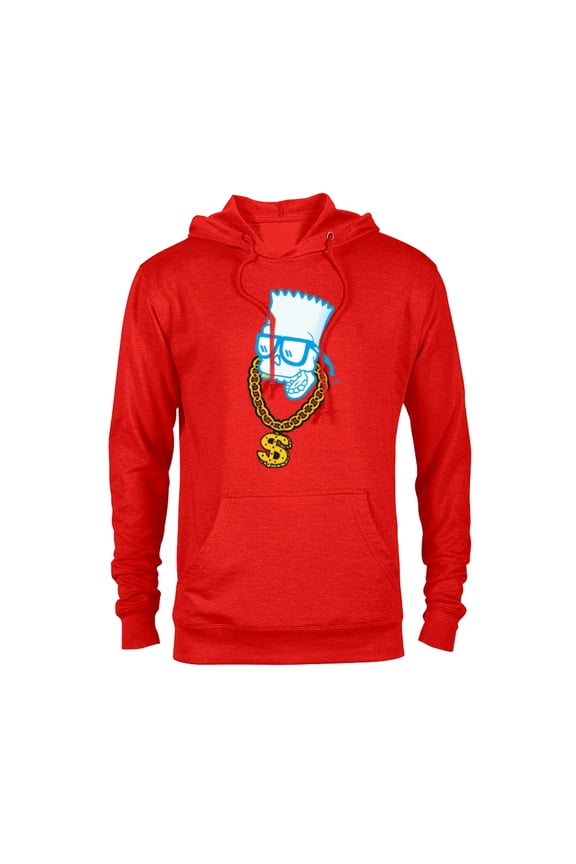 The Simpsons Bart Simpson Skull Bling - Pullover Hoodie for Adults - Customized-Red