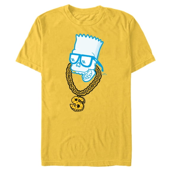 The Simpsons Bart Simpson Skull Bling - Short Sleeve Blended T-Shirt for Adults - Customized-Yellow