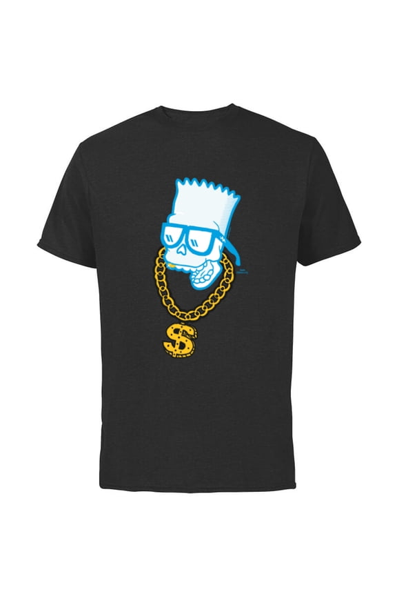 The Simpsons Bart Simpson Skull Bling - Short Sleeve Cotton T-Shirt for Adults - Customized-Black
