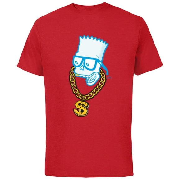 The Simpsons Bart Simpson Skull Bling - Short Sleeve Cotton T-Shirt for Adults - Customized-Red