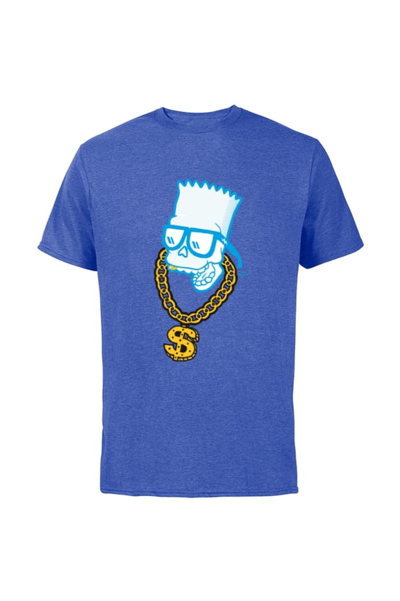 The Simpsons Bart Simpson Skull Bling - Short Sleeve Cotton T-Shirt for Adults - Customized-Royal Heather
