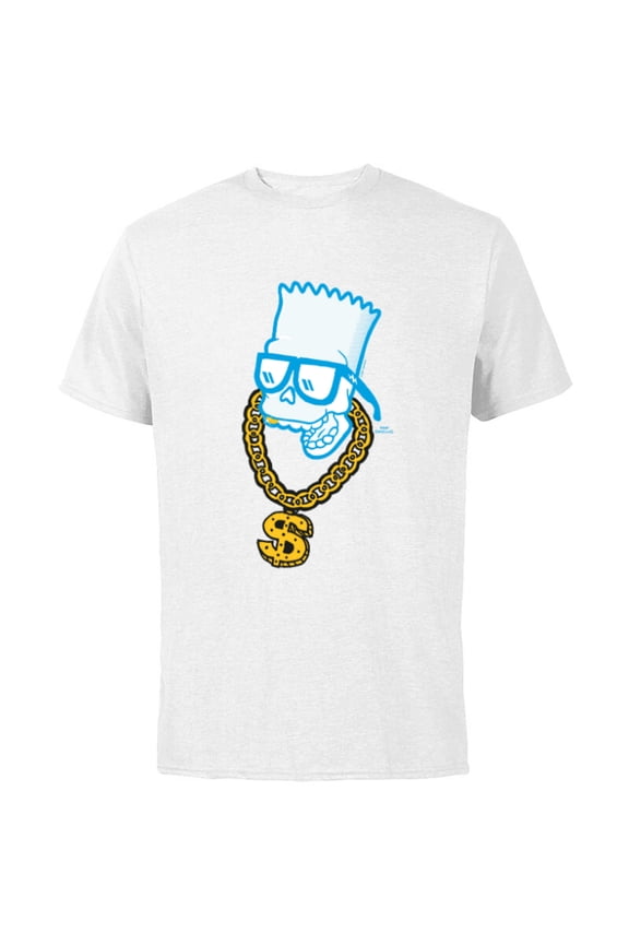 The Simpsons Bart Simpson Skull Bling - Short Sleeve Cotton T-Shirt for Adults - Customized-White