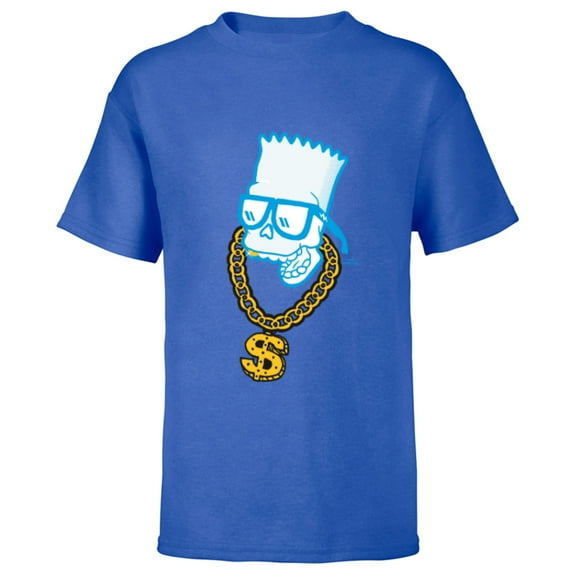 The Simpsons Bart Simpson Skull Bling - Short Sleeve T-Shirt for Kids - Customized-Royal