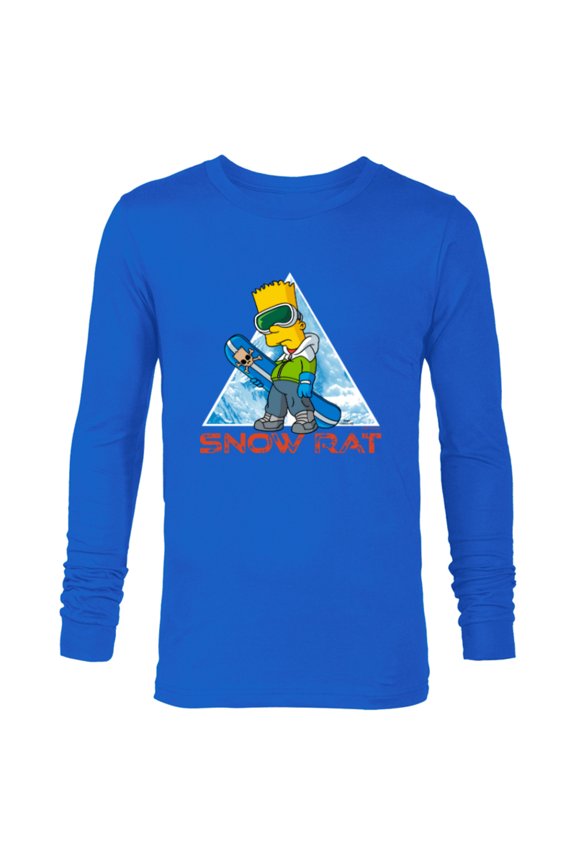 The Simpsons Bart Simpson Snowboarding Snow Rat - Long Sleeve T-Shirt for Men - Customized-Navy