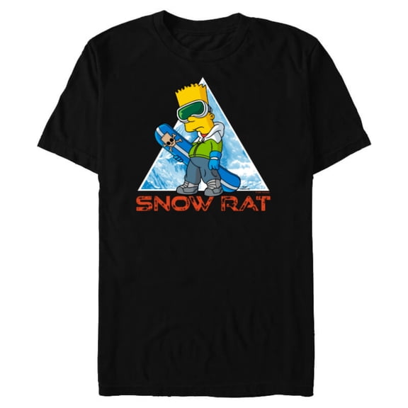 The Simpsons Bart Simpson Snowboarding Snow Rat - Short Sleeve Blended T-Shirt for Adults - Customized-Black