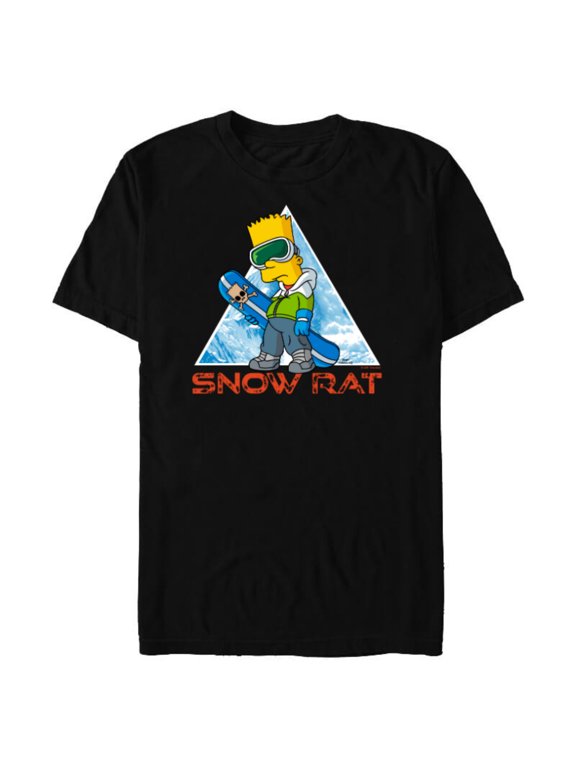 The Simpsons Bart Simpson Snowboarding Snow Rat - Short Sleeve Blended T-Shirt for Adults - Customized-Black