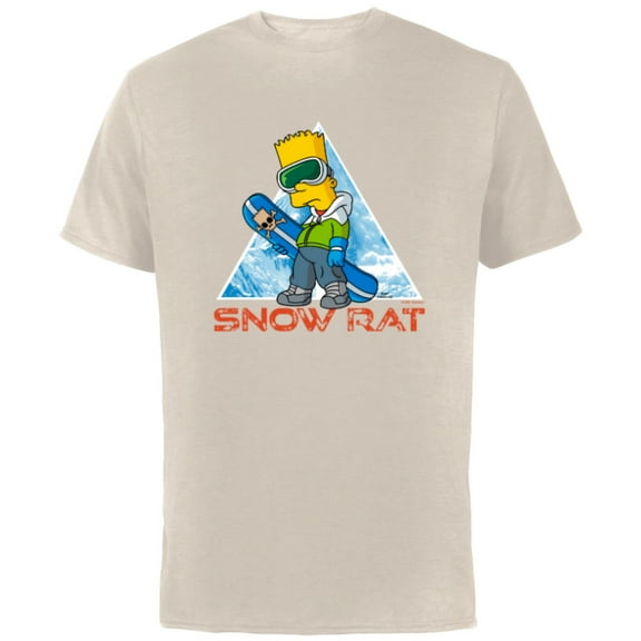 The Simpsons Bart Simpson Snowboarding Snow Rat - Short Sleeve Cotton T-Shirt for Adults - Customized-Natural