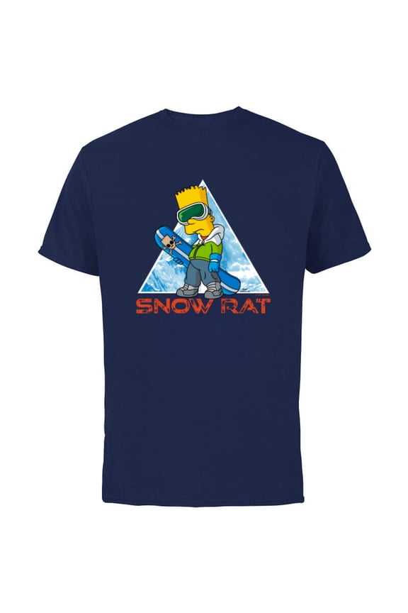 The Simpsons Bart Simpson Snowboarding Snow Rat - Short Sleeve Cotton T-Shirt for Adults - Customized-Navy