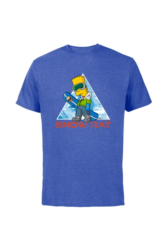 The Simpsons Bart Simpson Snowboarding Snow Rat - Short Sleeve Cotton T-Shirt for Adults - Customized-Royal Heather