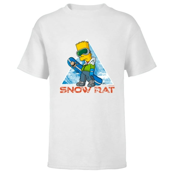 The Simpsons Bart Simpson Snowboarding Snow Rat - Short Sleeve T-Shirt for Kids - Customized-White