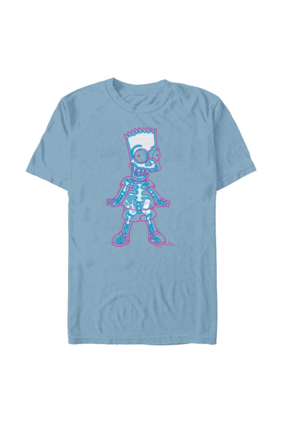 Bart Simpson Way in Trouble X-Ray - Short Sleeve Blended T-Shirt for Adults - Customized-Ocean Blue