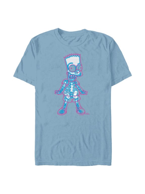 Bart Simpson Way in Trouble X-Ray - Short Sleeve Blended T-Shirt for Adults - Customized-Ocean Blue